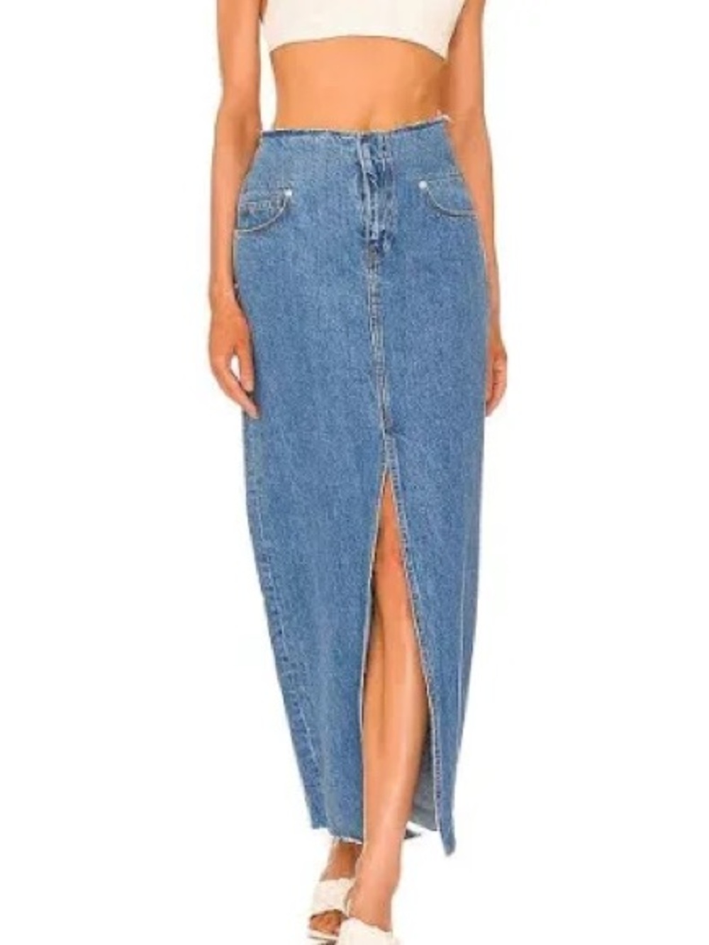 NWT Frame Denim Cut Off Waist Maxi Skirt